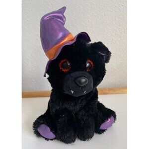 Poopchis Friends Trixee Halloween Black Cat Witch Hat Purple 7" Plush Stuffed An